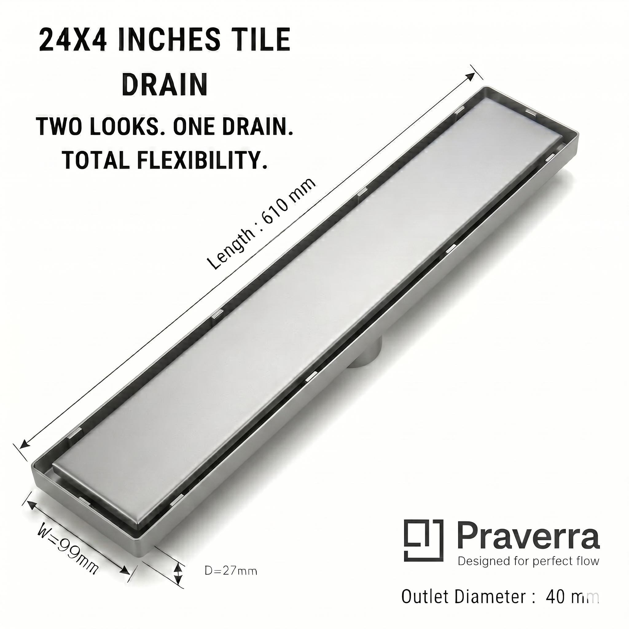 Praverra Tile Drainer Matt view 2